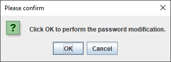 HID Security Key Password Modification confirmation dialog box HID Security Key Password Modification confirmation dialog box with an OK button and a Cancel button, as well as a Close button in the top right corner